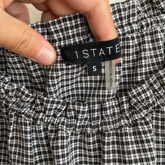 1 State prairie puff sleeve milkmaid blouse plaid gingham country preppy smocked - Picture 4 of 6